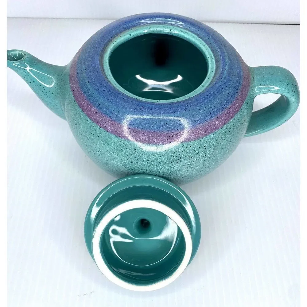 Blue Baldelli Hand Made Teapot With Stripe Italian Collectible Pottery Rare